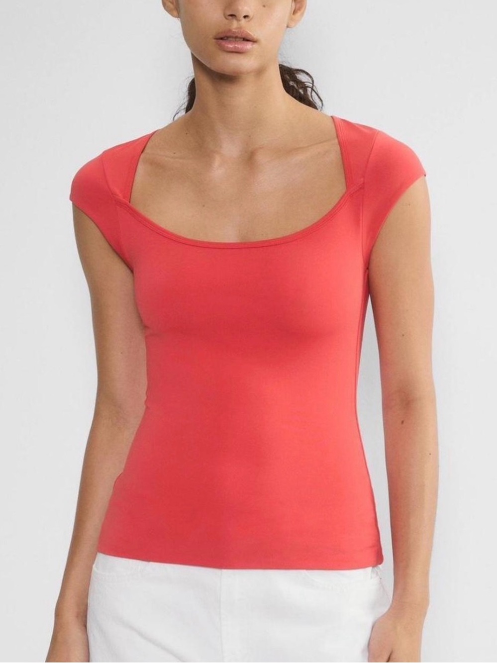 Aritzia Coral Scoop Neck Cap Sleeve Tank